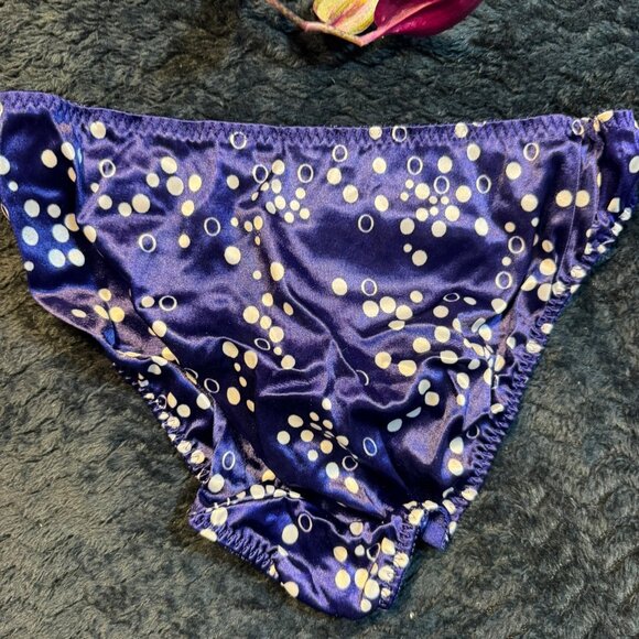VINTAGE NWT 6 M WARNERS Y2K 90s SECOND SKIN POLKA DOT BIKINI SATIN NYLON PANTIES - Picture 2 of 4